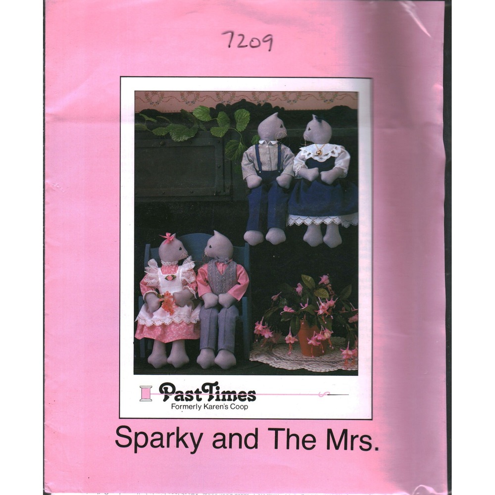 Past Times Sparky and The Mrs Kitty Cat Doll Sewing Pattern 1987 Vintage 7209